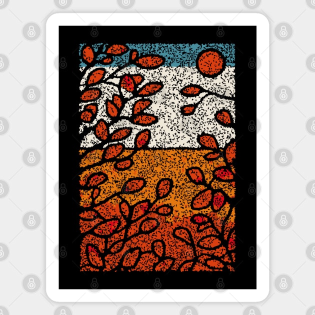 Winter Sun | Autumn's Last Glow Folk Art Magnet by TuncGK